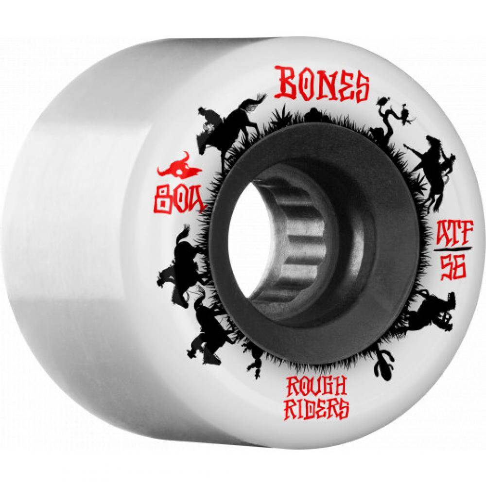 Bones ATF Rough Riders Wranglers Core 80a Skateboard Wheels - White 56mm (Pack of 4)