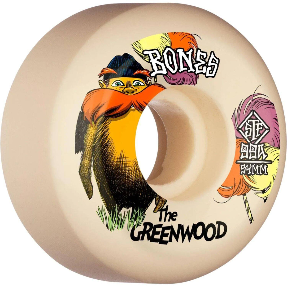 Bones STF The Greenwood V5 Sidecut 99a Skateboard Wheels - White 54mm (Pack of 4)