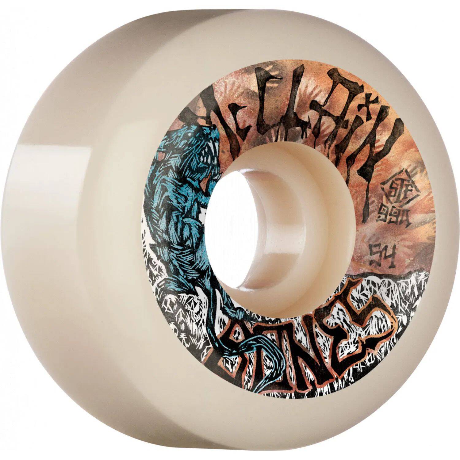 Bones STF McClain Primal V6 Wide-Cut 99a Skateboard Wheels - White 54mm (Pack of 4)