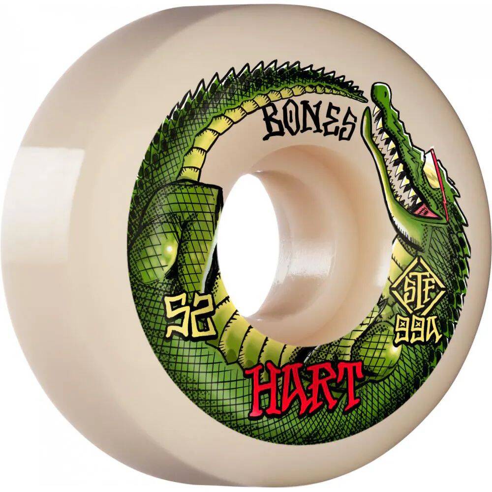Bones STF Hart Speed Gator V5 Sidecut 99a Skateboard Wheels - White 52mm (Pack of 4)