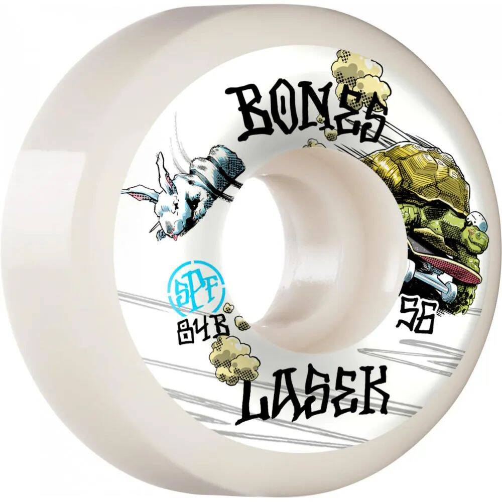 Bones SPF Lasek Tortoise &amp; Hare 84b Skateboard Wheels - White 56mm (Pack of 4)