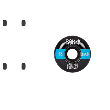 Bones OG 100'S #14 V4 Wide Skateboard Wheels - Black 53mm