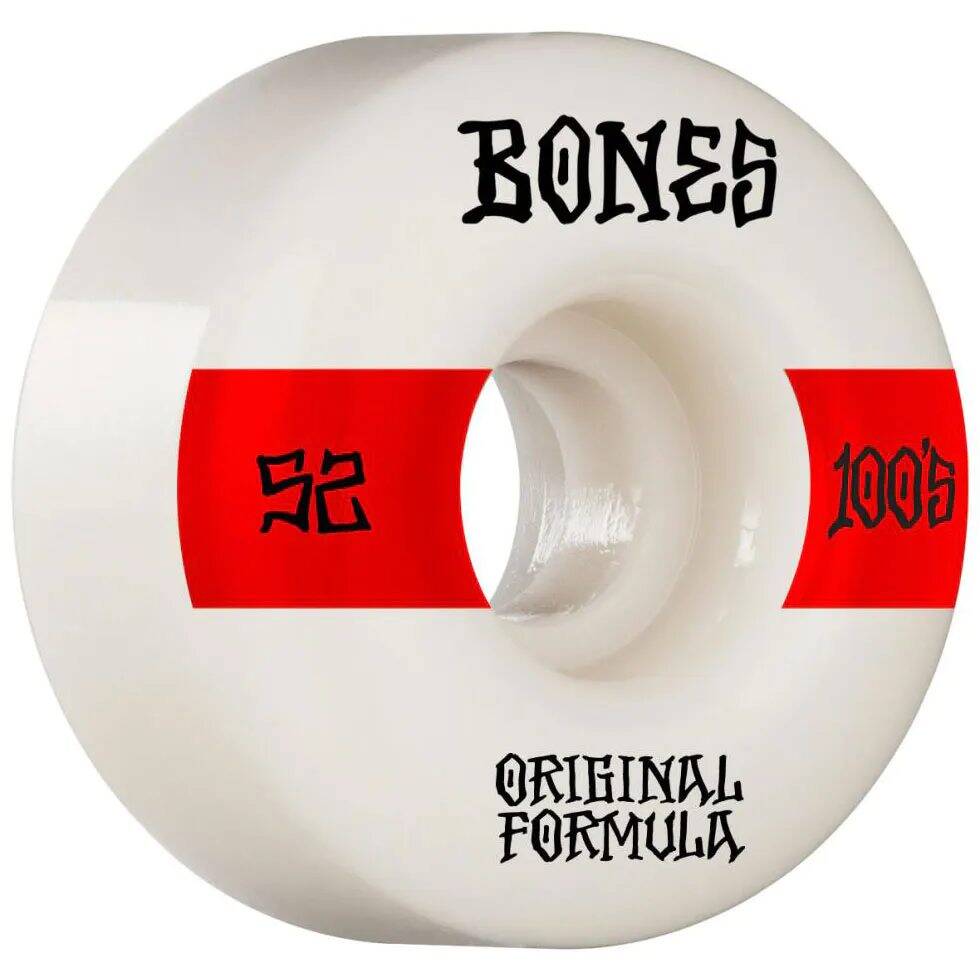 Bones OG 100'S #14 V4 Wide Skateboard Wheels - White 52mm