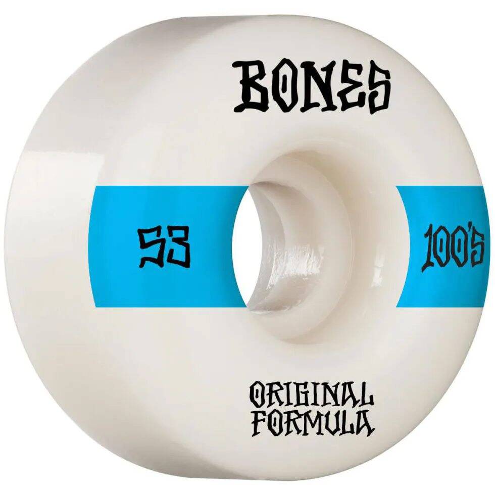 Bones OG 100'S #14 V4 Wide Skateboard Wheels - White 53mm