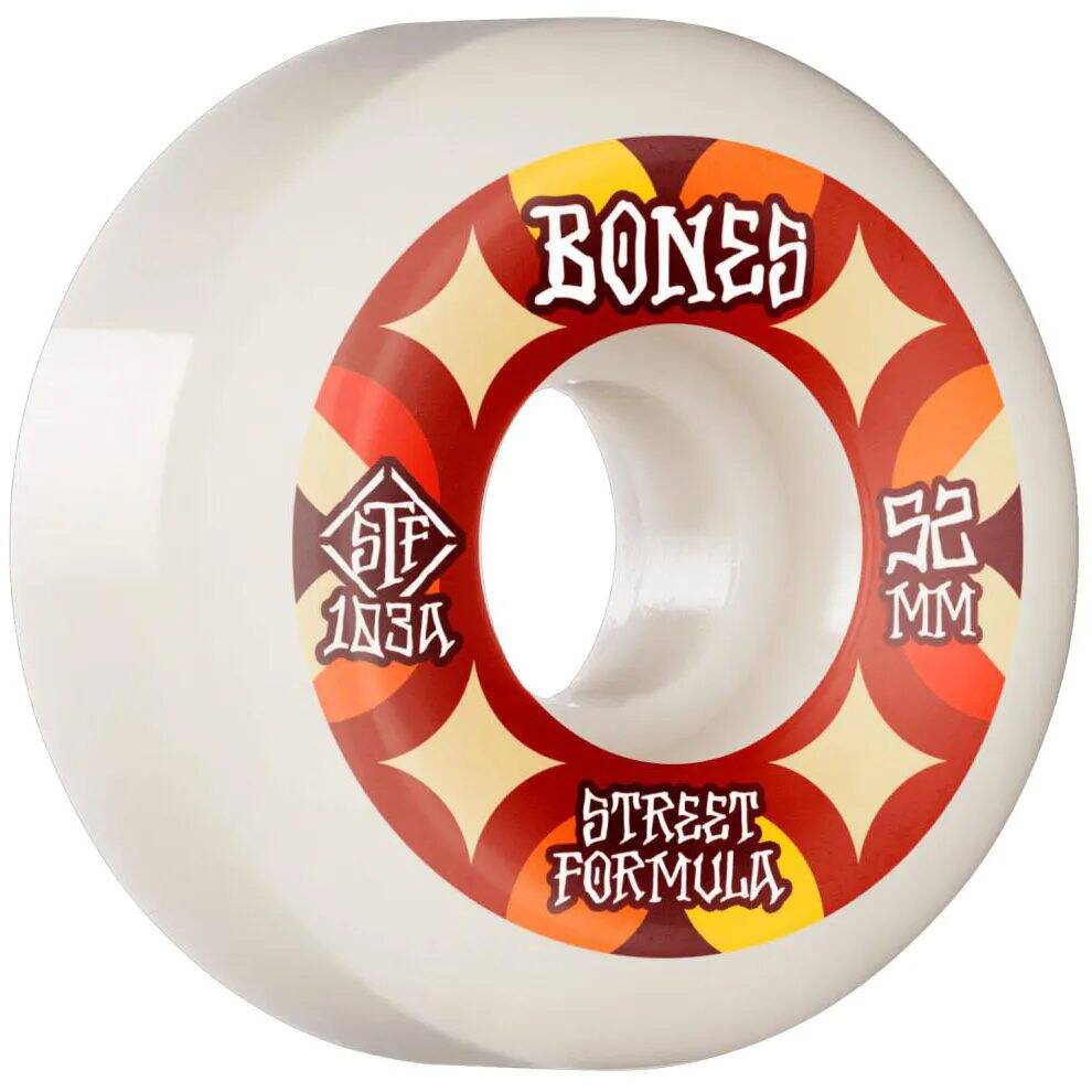 Bones Retros 103A V5 Sidecut STF Skateboard Wheels - White 52mm