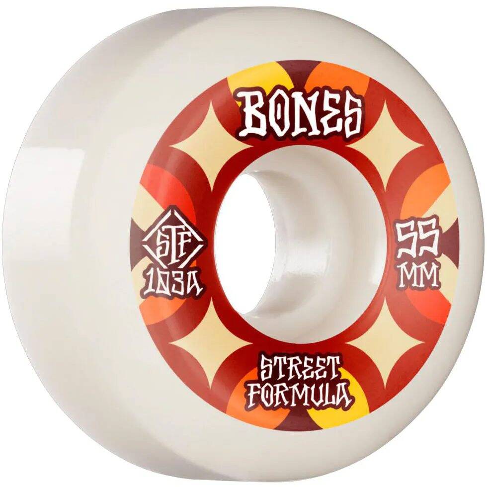 Bones Retros 103A V5 Sidecut STF Skateboard Wheels - White 55mm