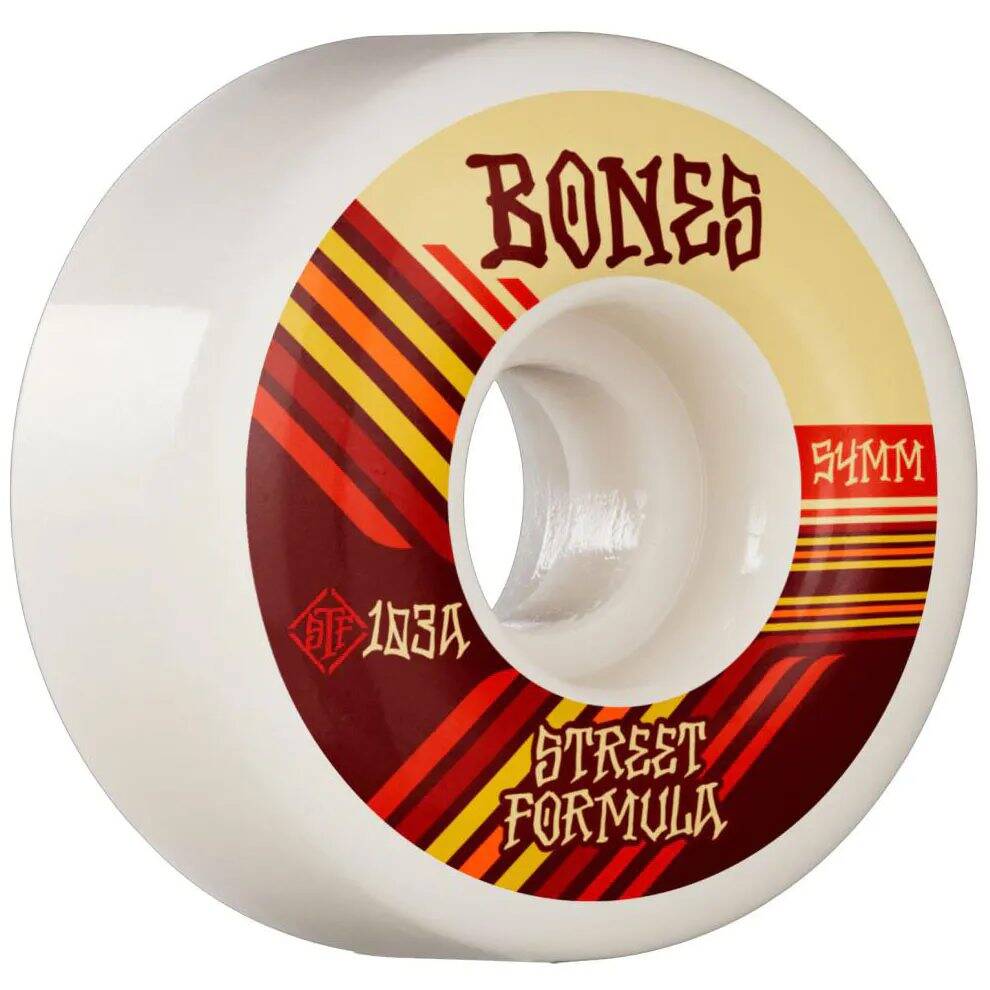 Bones Retros 103A V4 Wide STF Skateboard Wheels - White 54mm