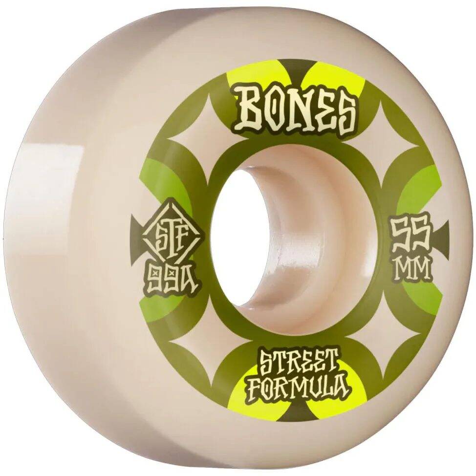 Bones Retros 99A V5 Sidecut STF Skateboard Wheels - White 55mm
