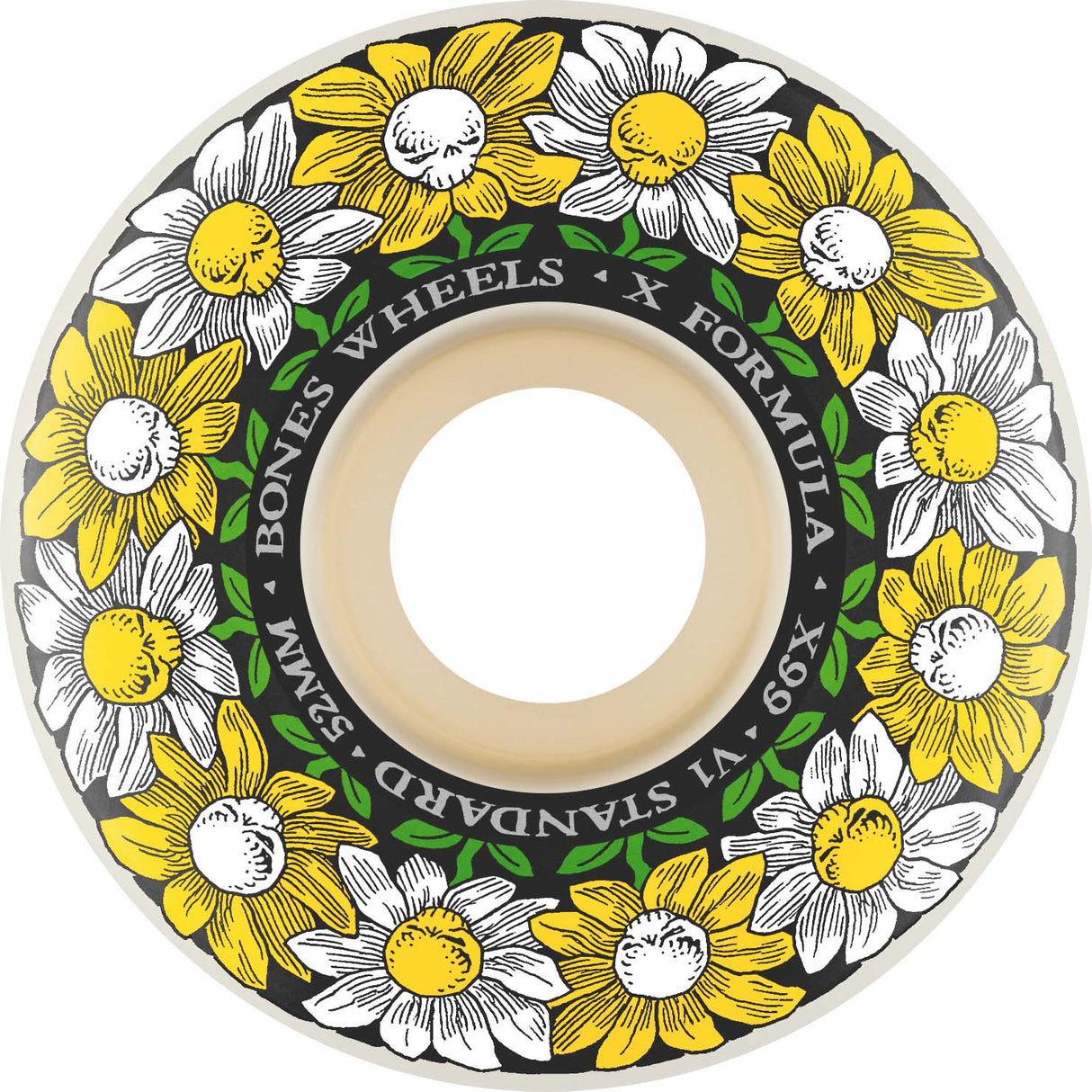 Bones Pushing Up Daisies Skateboard Wheels - White 53mm