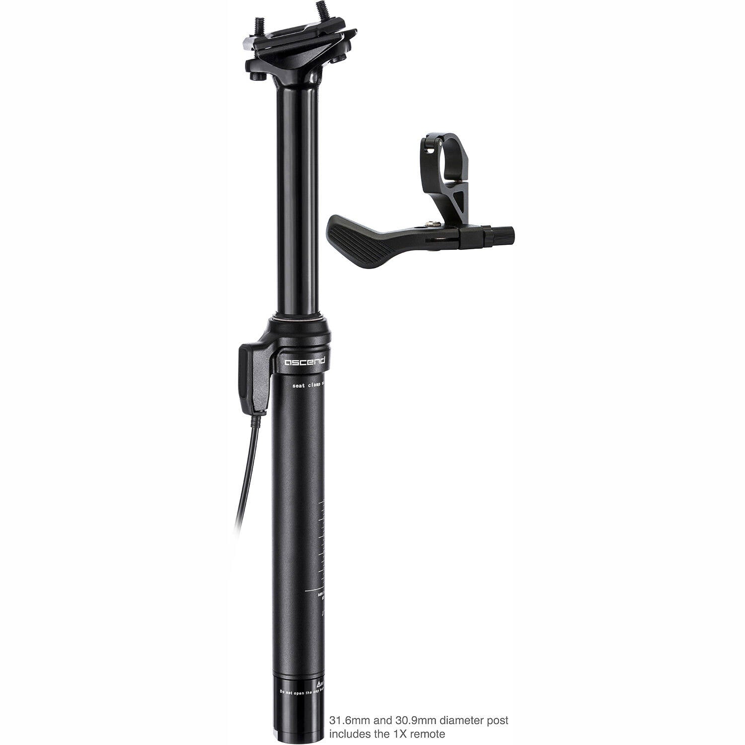 Brand-X Ascend II XL 170mm Dropper Seatpost - Black 31.6mm x 489mm 170mm