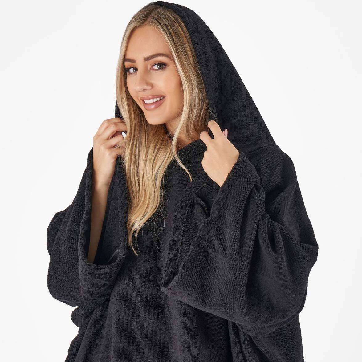 Brentfords Adult Towel Poncho - Black
