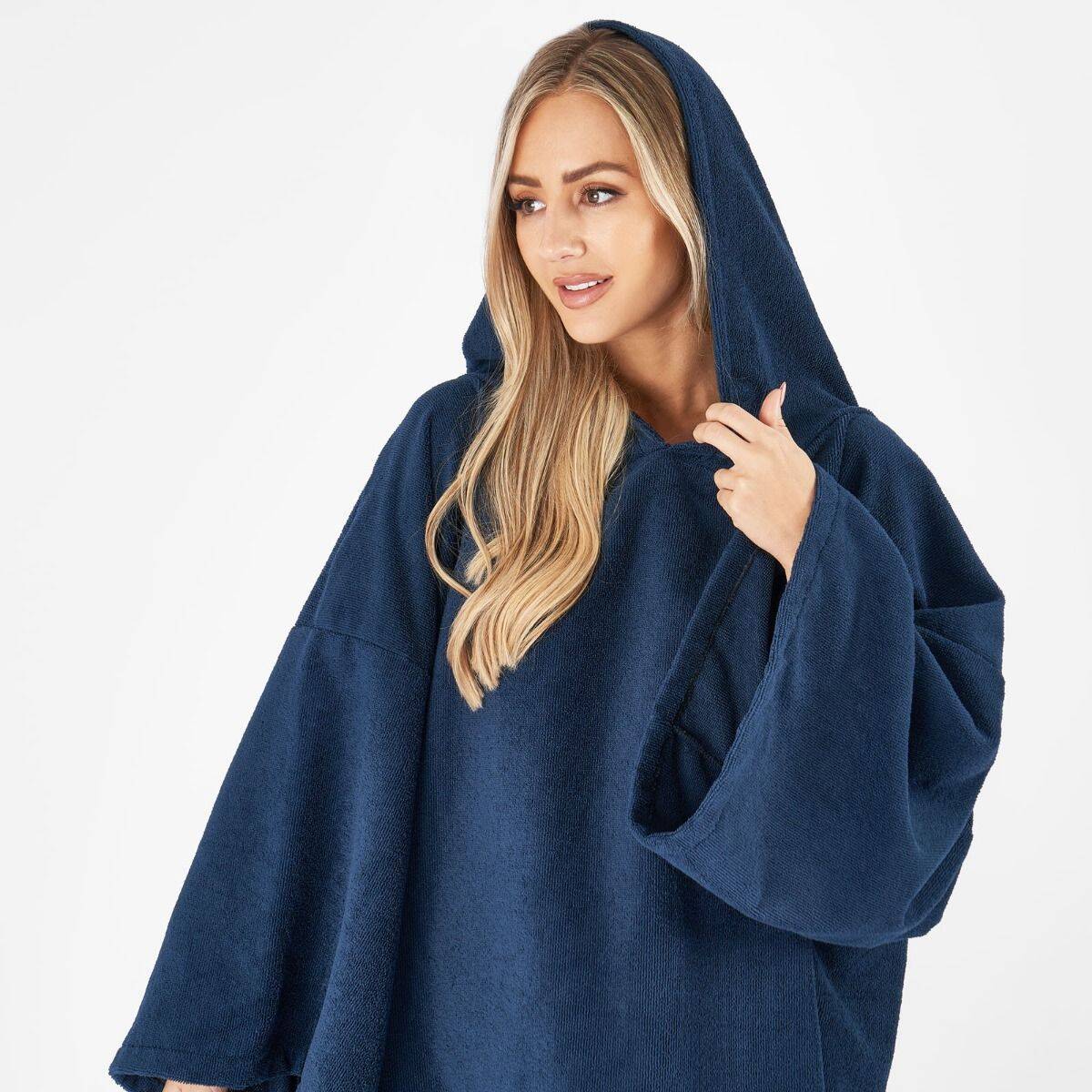 Brentfords Adult Towel Poncho - Navy
