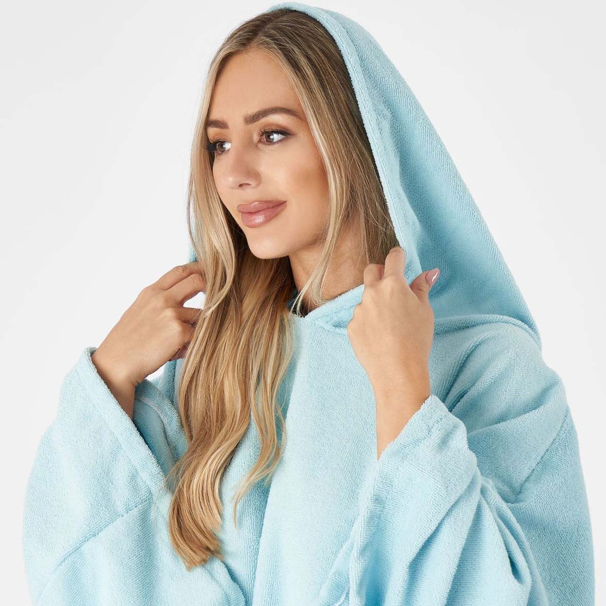 Brentfords Adult Towel Poncho - Sky Blue