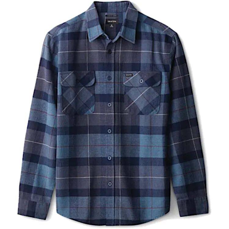 Brixton Bowery Long Sleeve Shirt - Navy/Carolina Blue