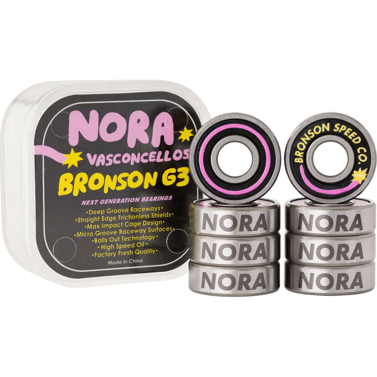 Bronson Speed Co. Nora Vasconcellos Pro G3 Skateboard Bearings (Pack of 8)