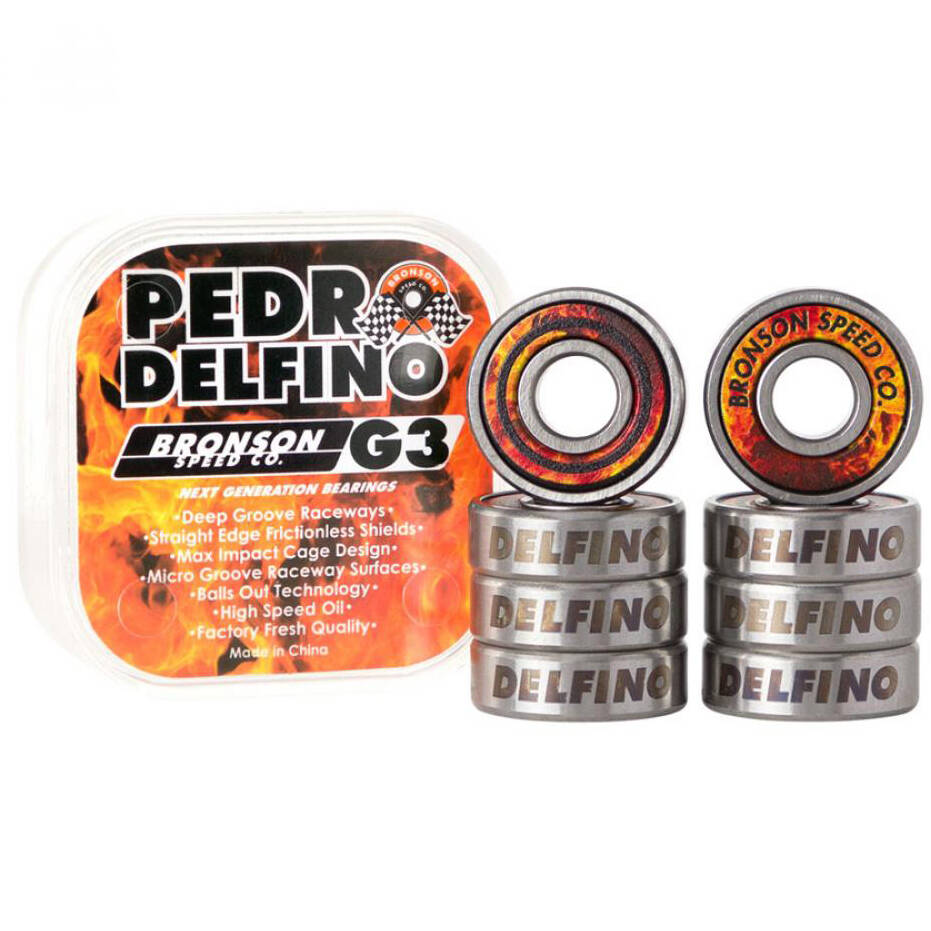 Bronson Speed Co. Pedro Delfino Pro G3 Board Bearings - Silver (8 Pack)