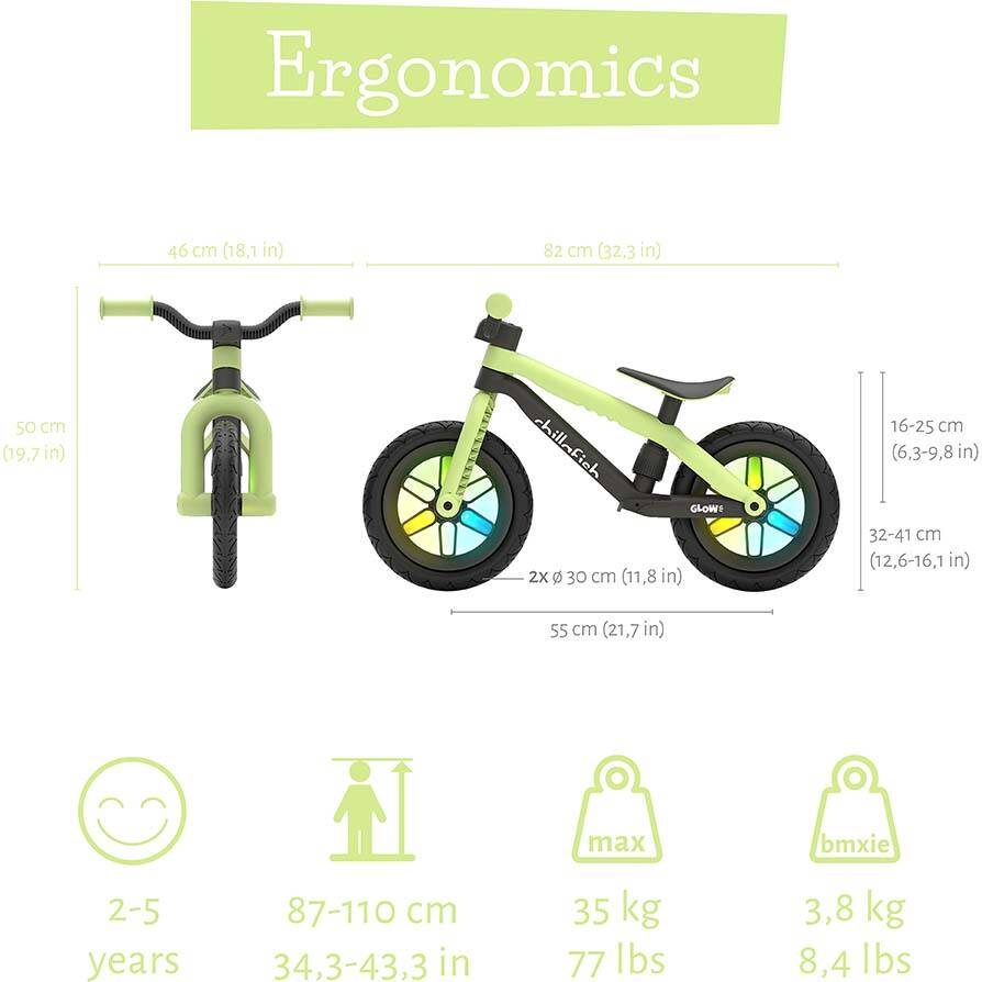Chillafish BMXie Glow 12" Balance Bike - Pistachio