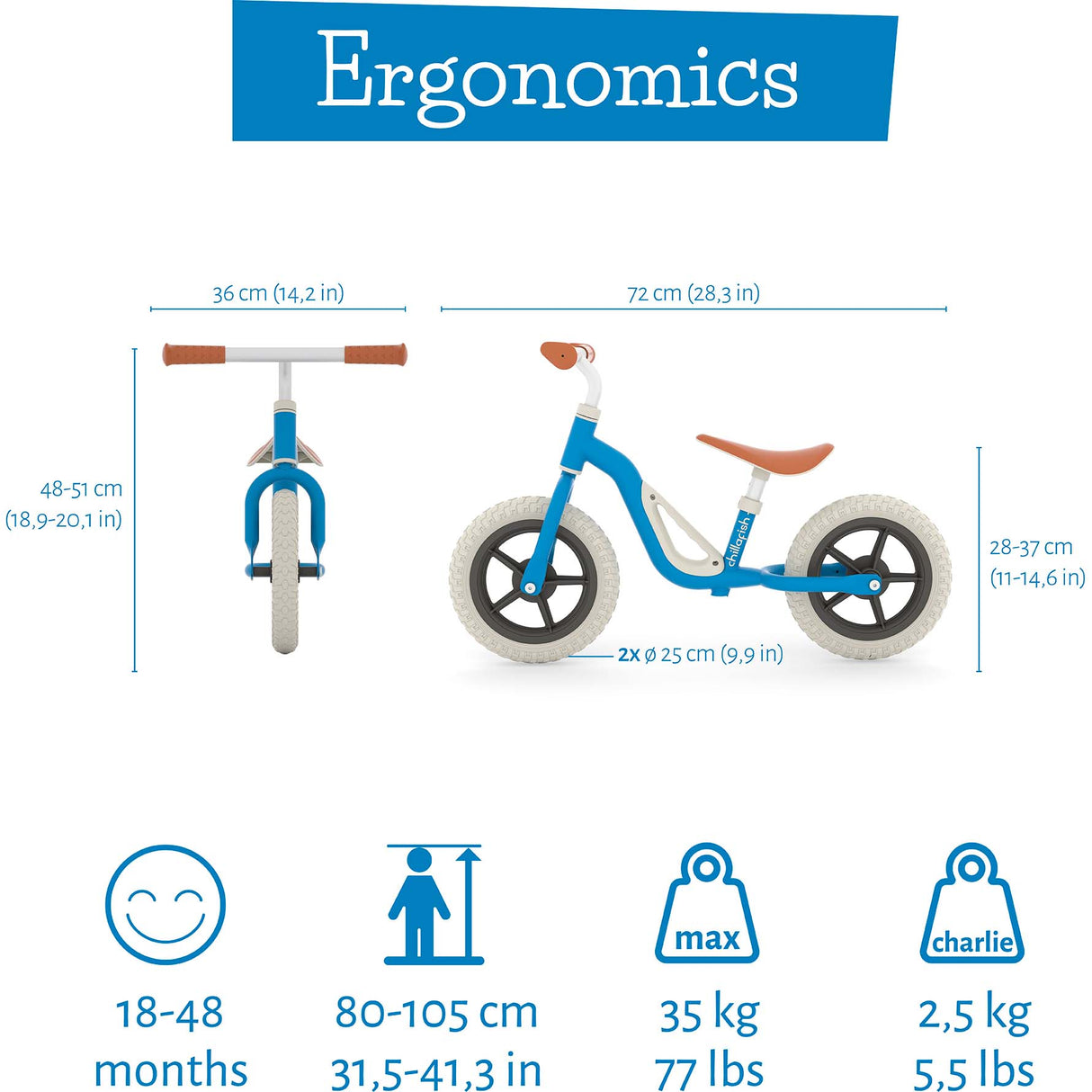 Chillafish Charlie 10" Balance Bike - Navy