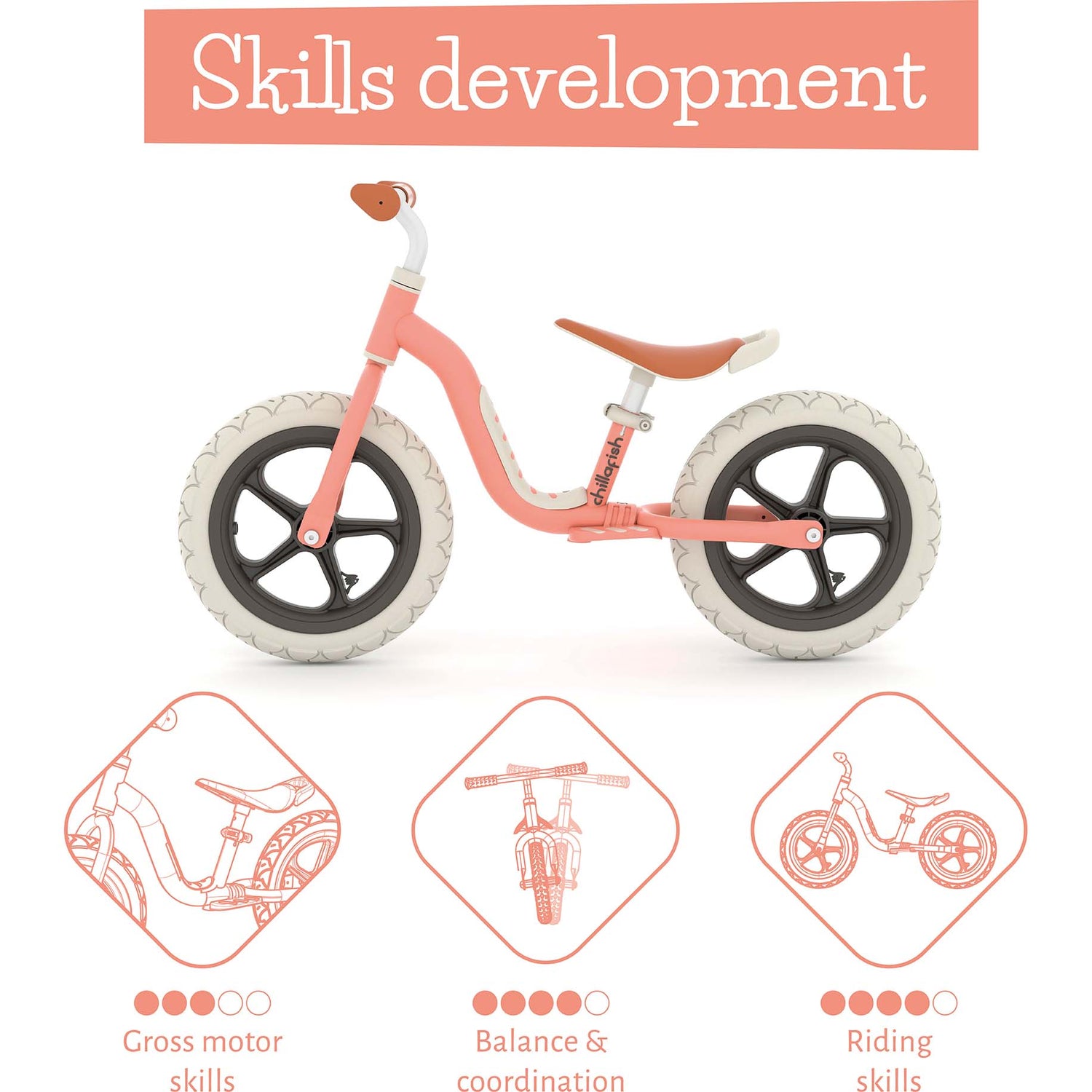 Chillafish Charlie LUX 12" Balance Bike - Salmon