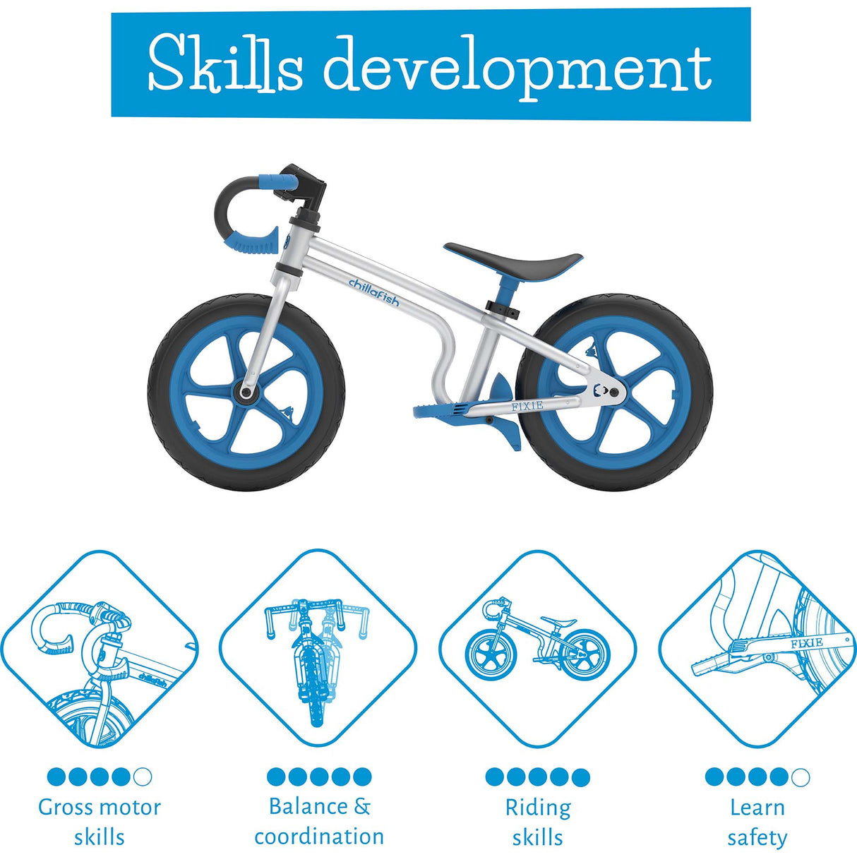 Chillafish Fixie 12" Balance Bike - Blue