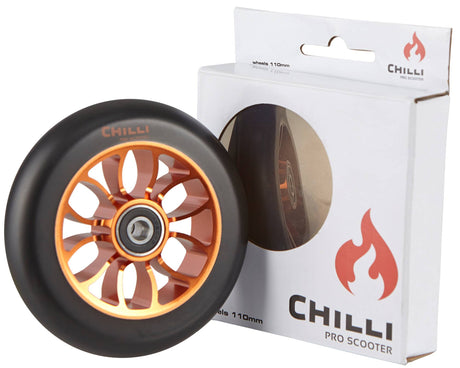 Chilli Pro Reaper 110mm Scooter Wheel w/Bearings - Black/Orange