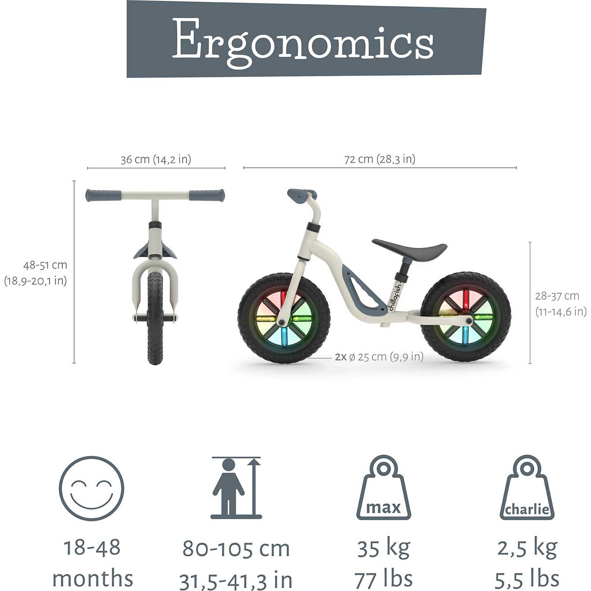 Chillafish Charlie Glow Balance Bike - Beige