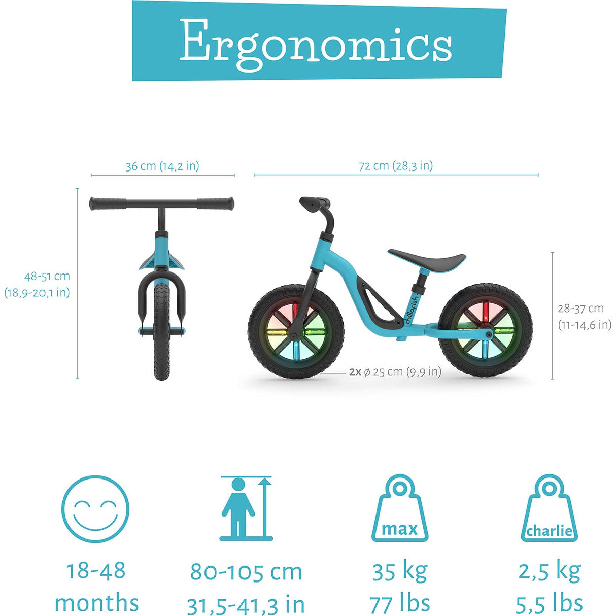 Chillafish Charlie Glow Balance Bike - Sky Blue