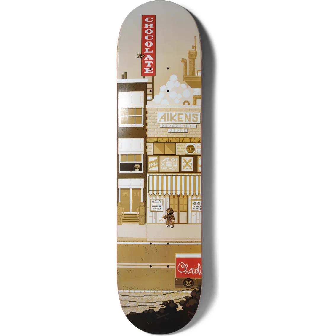 Chocolate Pixel City Skateboard Deck - Aikens 8"