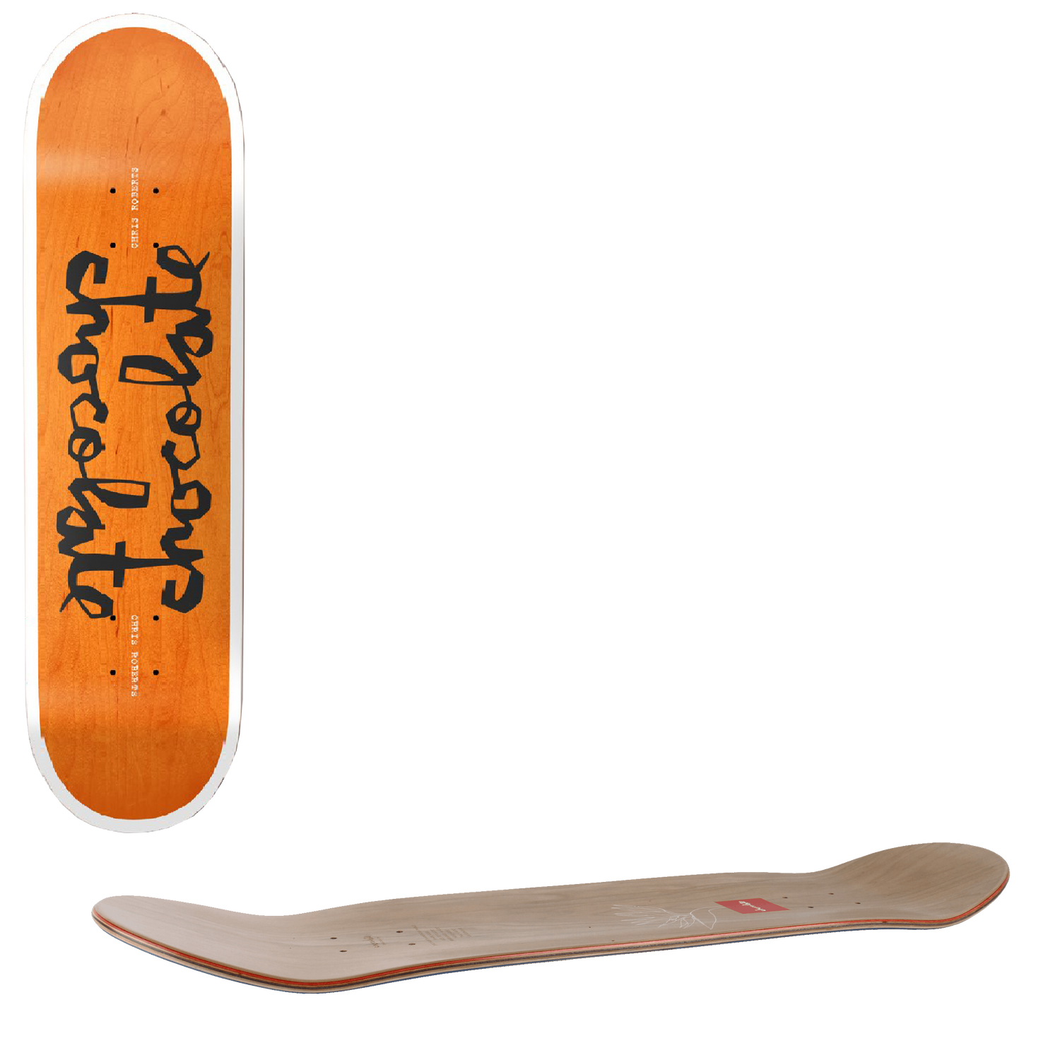 Chocolate Twin Chunk Roberts Skateboard Deck - Orange 8.25"