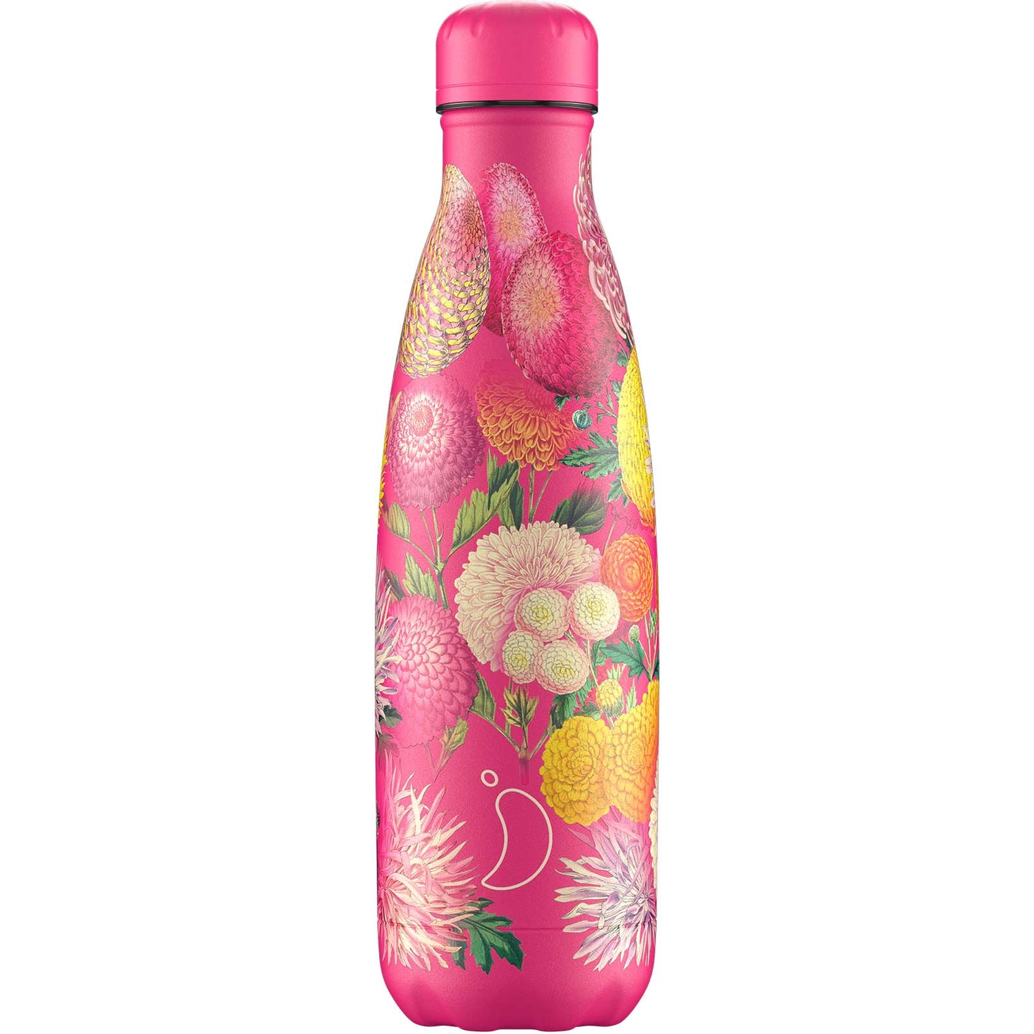 Chilly's 500ml Floral Water Bottle - Pink Pompoms