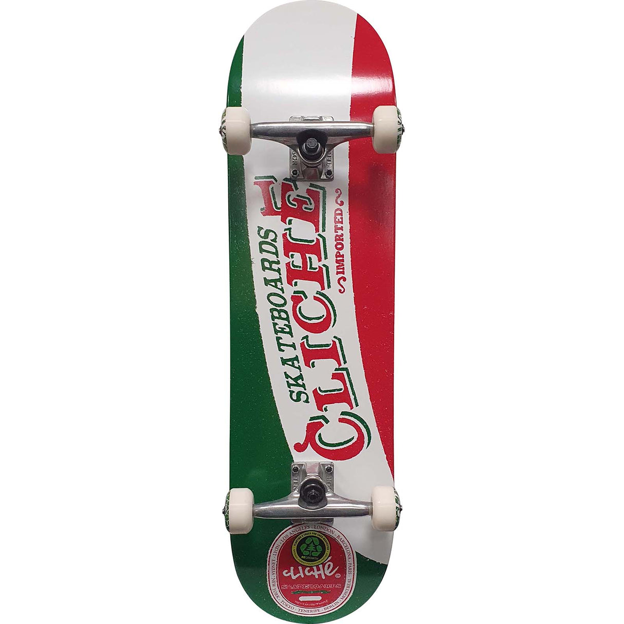 Cliche Imported Complete Skateboard - Green/Red 8.25"