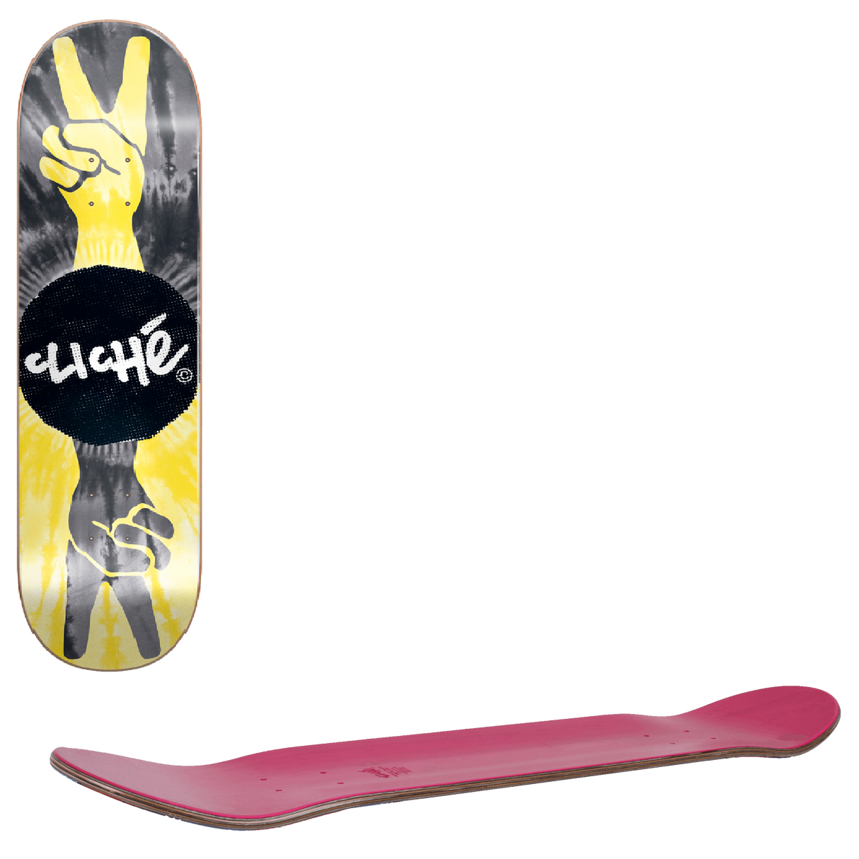 Cliche Peace Skateboard Deck - Yellow/Black 8.5"