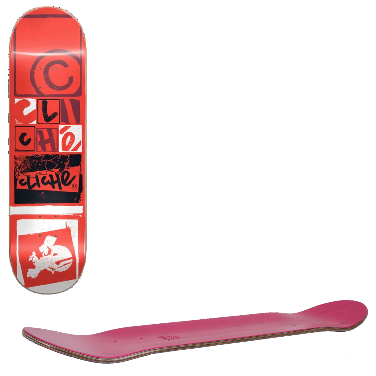Cliche Letter Press RHM Skateboard Deck - Red 8''
