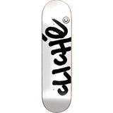 Cliche Handwritten Skateboard Deck - White/Black 8.25"