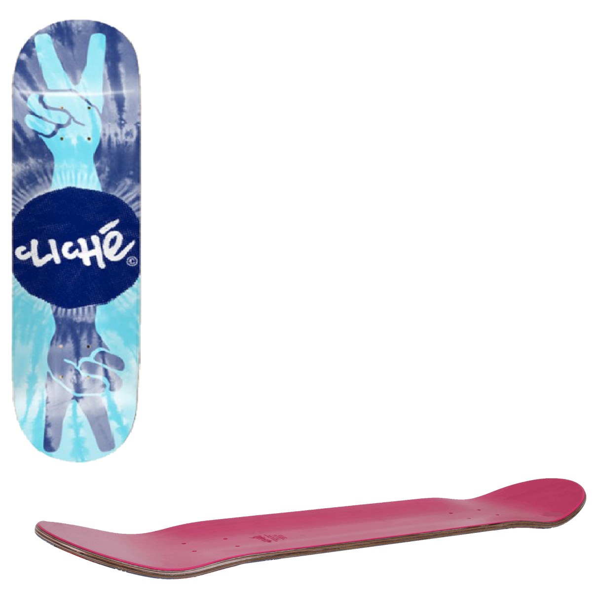 Cliche Peace Skateboard Deck - Aqua/Navy 8.25"