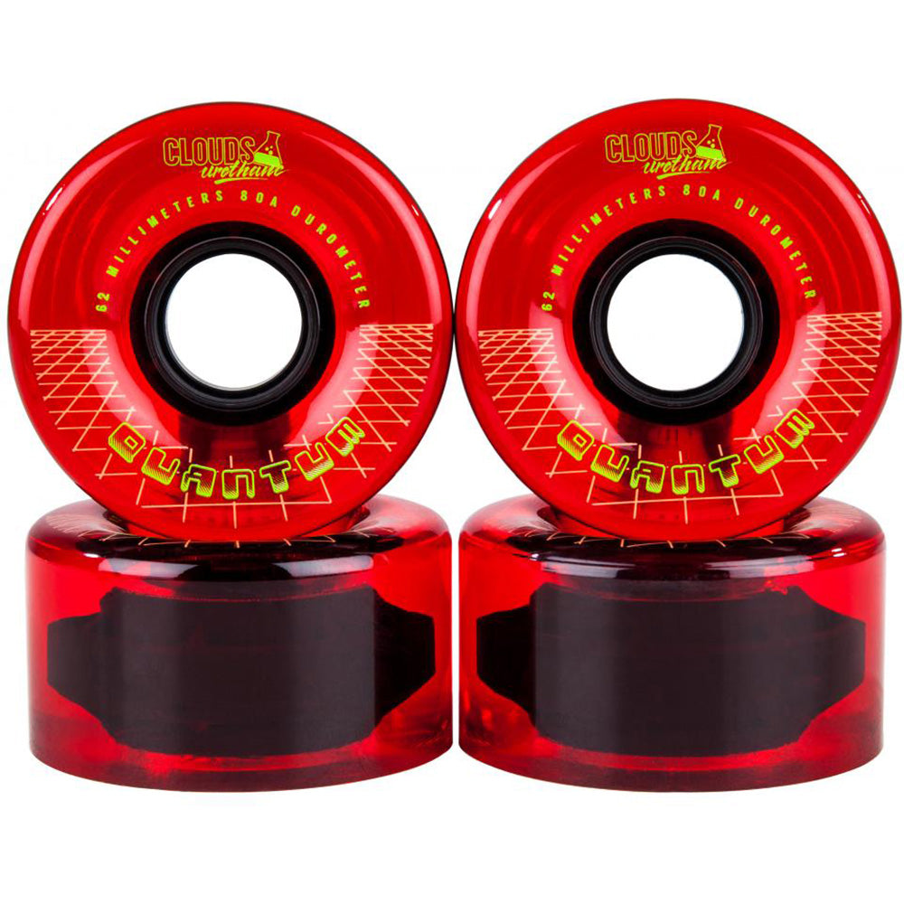Clouds Urethane Quantum 62mm Roller Skate Wheels - Clear/Red