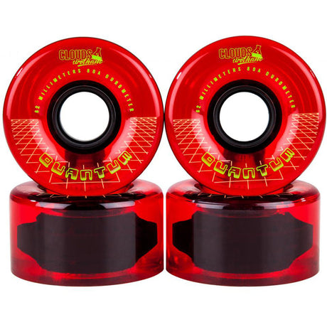Clouds Urethane Quantum 62mm Roller Skate Wheels - Clear/Red