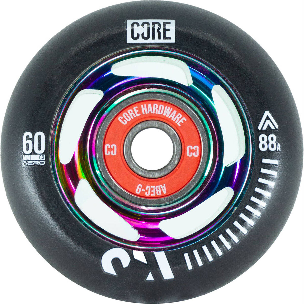 CORE Aero Inline Skate Wheels - Black/Neochrome 60mm