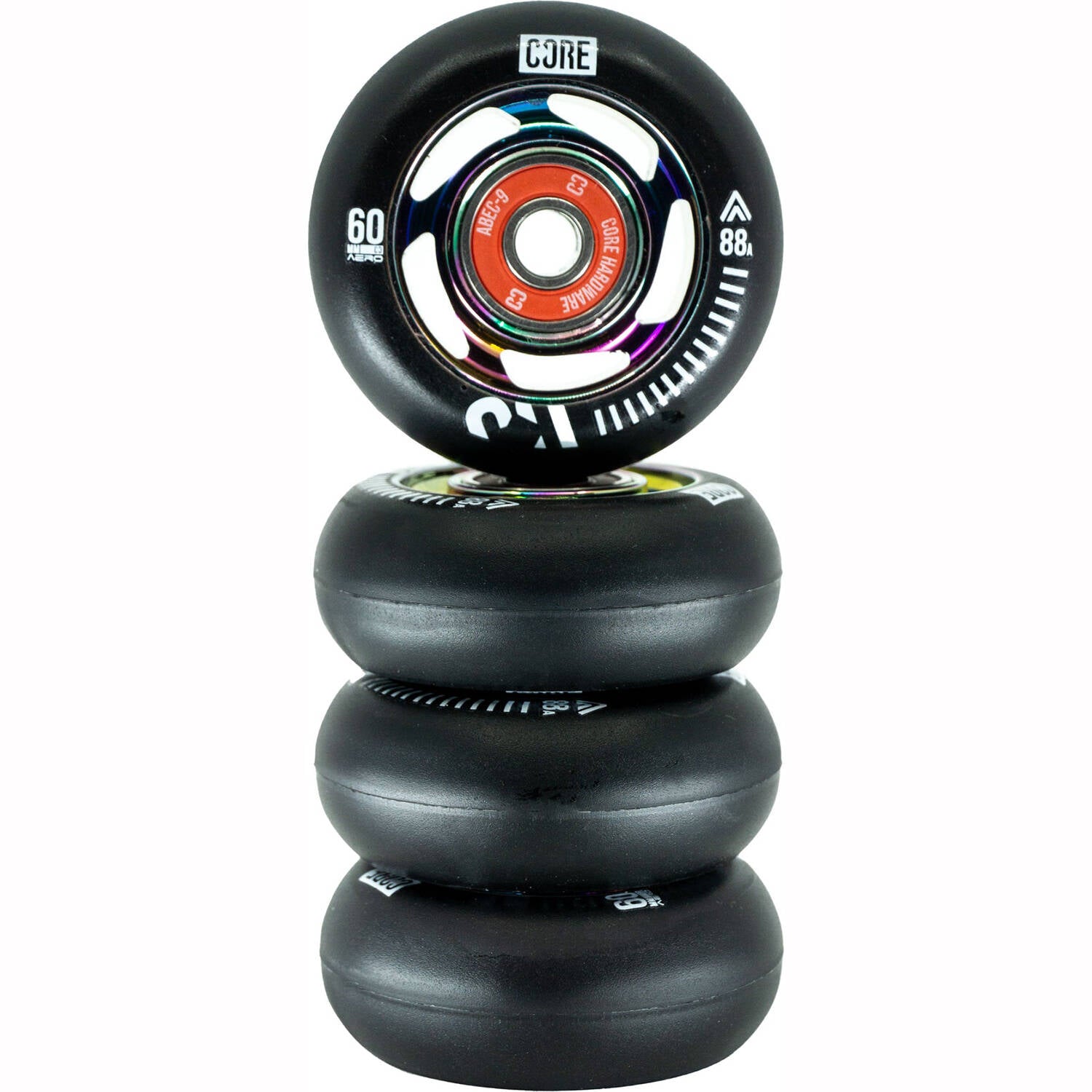 CORE Aero Inline Skate Wheels - Black/Neochrome 60mm