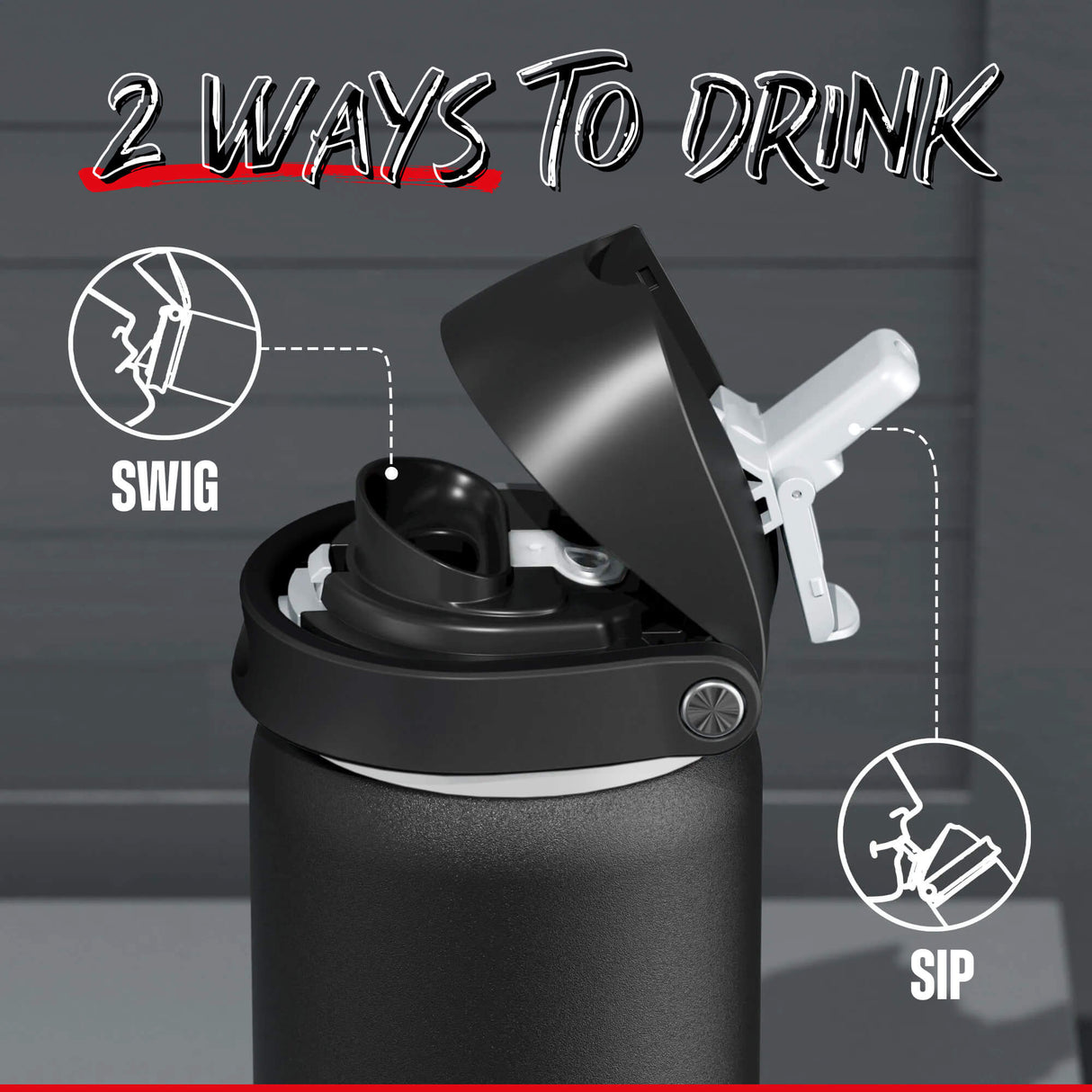 CORE Insulated Dual Spout 750ml Water Bottle - Black