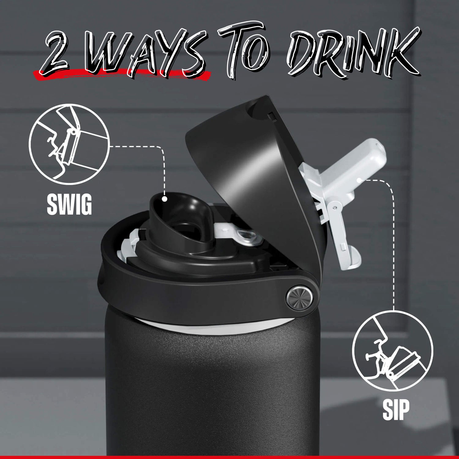 CORE Insulated Dual Spout 750ml Water Bottle - Black