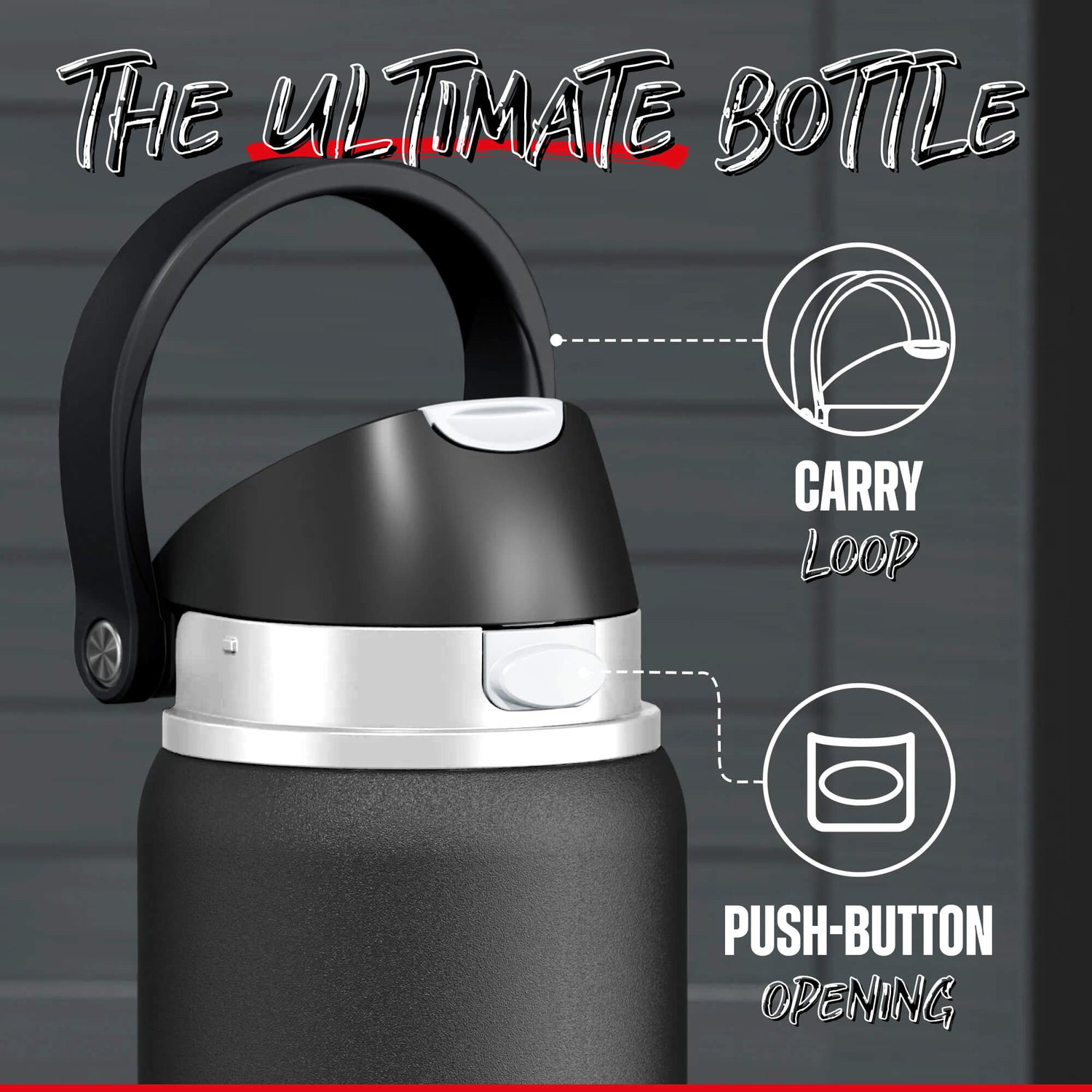 CORE Insulated Dual Spout 750ml Water Bottle - Black
