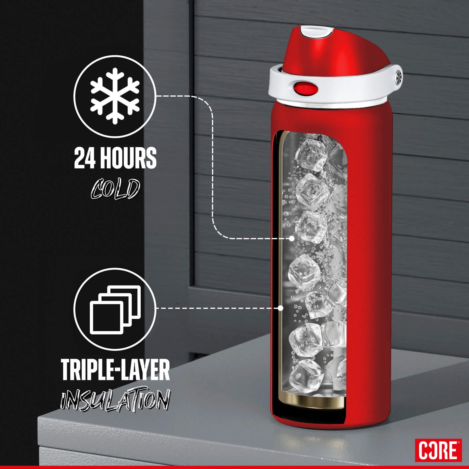 CORE Insulated Dual Spout 750ml Water Bottle - Red