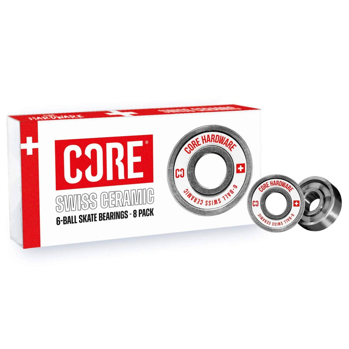 CORE SWISS Ceramic Skateboard Bearings - White (8 Pack)