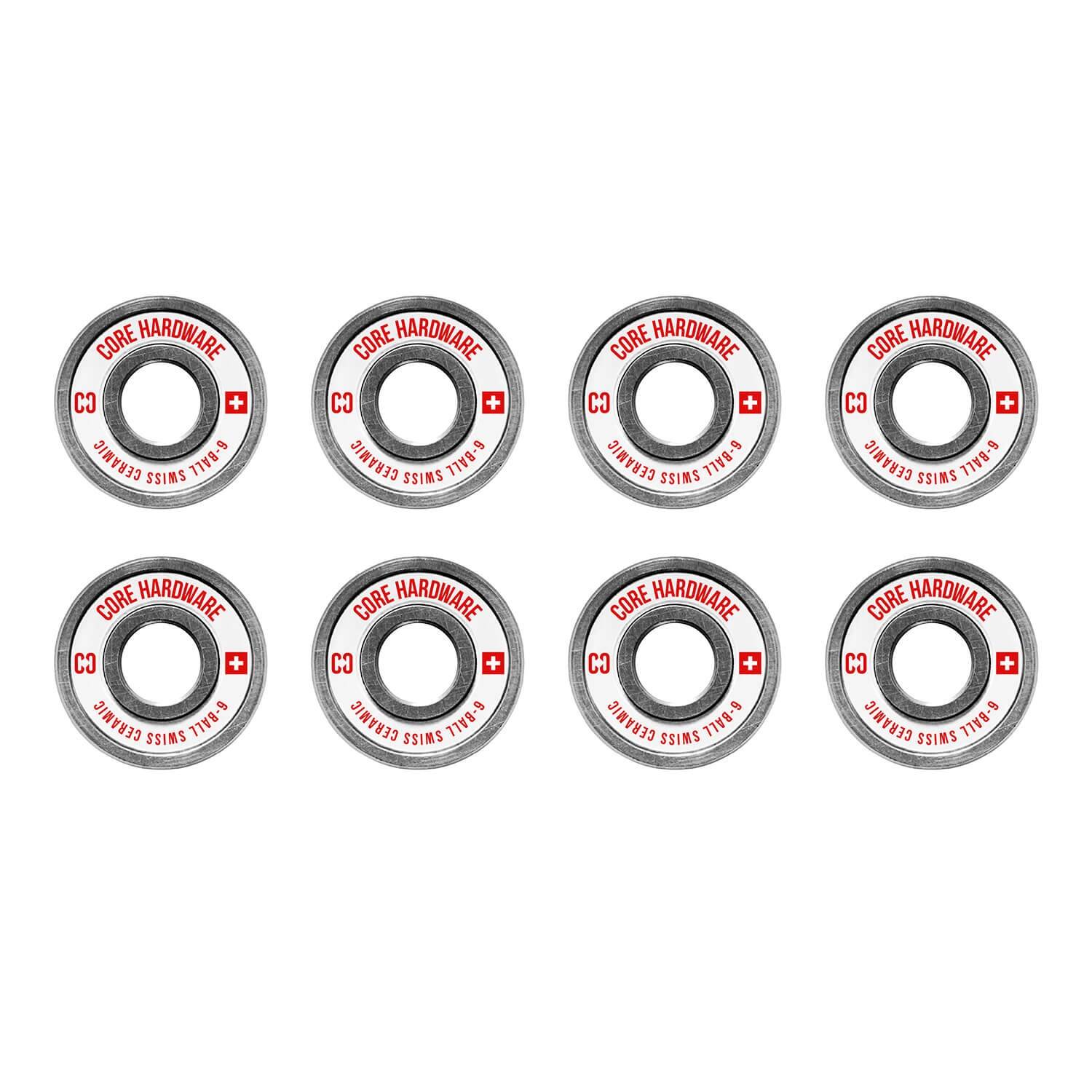 CORE SWISS Ceramic Skateboard Bearings - White (8 Pack)