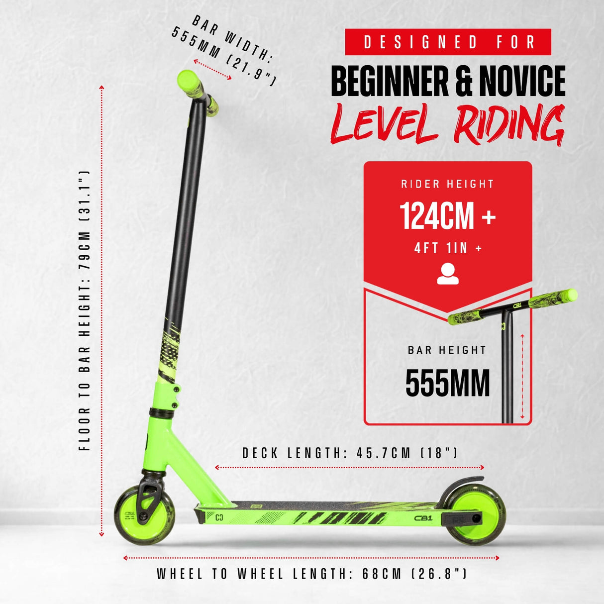 CORE CB1 Beginner Stunt Scooter - Highlighter Yellow/Blue