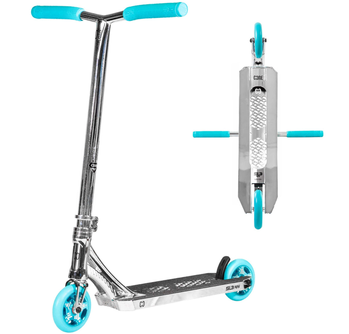 CORE SL3 Mini Stunt Scooter - Chrome/Teal
