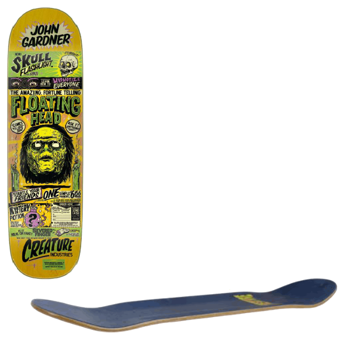 Creature Gardner Floating Head Skateboard Deck 8.59"