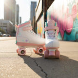Cream Scoop Quad Roller Skates - Hearts (White/Pink)