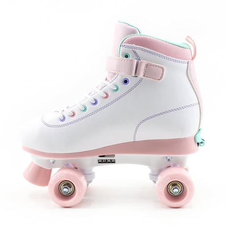 Cream Scoop Quad Roller Skates - Hearts (White/Pink)